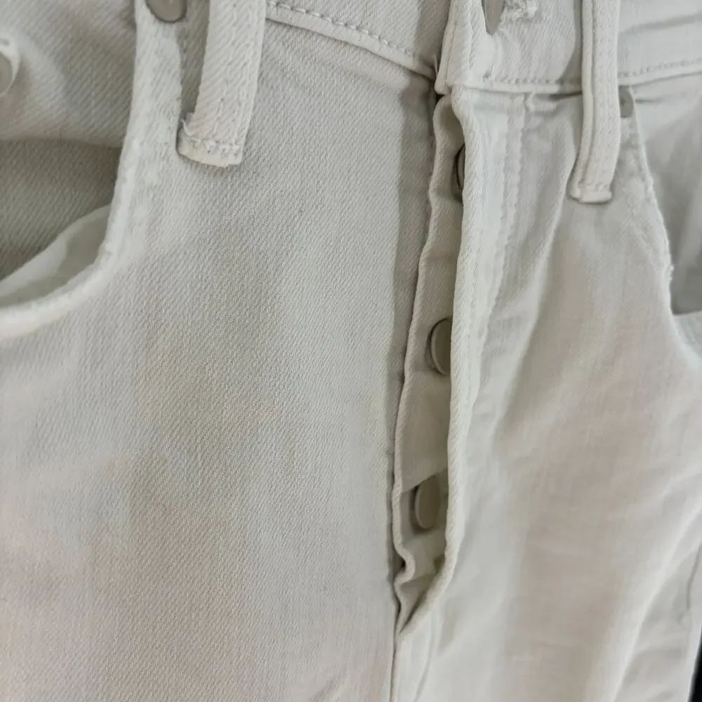 Mother White Cream Puffs Tomcat Ankle Straight Leg Jeans